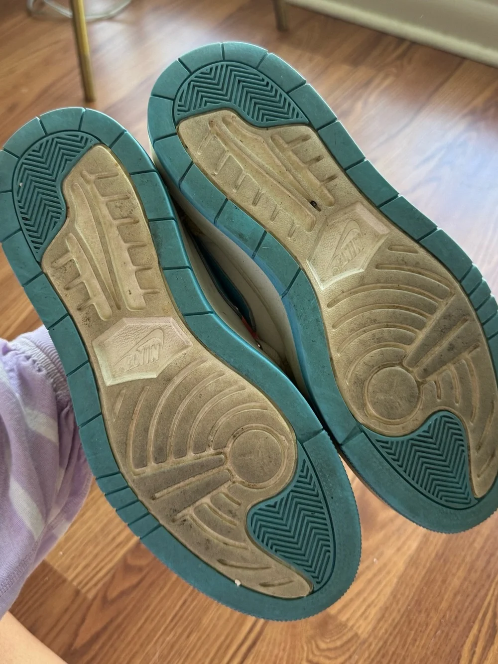 Nike Platform Sneakers White Tan Blue Suede Low Top Size 9.5